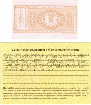 reverse: Banconote. Miniassegno. Banco di Napoli. Lire 100. Unione Regionale del Commercio e del Turismo della Toscana. 02-02-1976. FDS. Perizia Giovanni Ardimento. RRR.