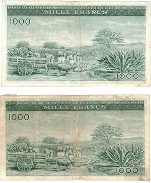 reverse: Banconote. Estere. Guinea. Lotto di 2 pezzi, 1000 Franchi 1960. 