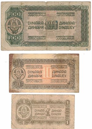 reverse: Banconote. Estere. Yugoslavia. Lotto di 3 pezzi. 