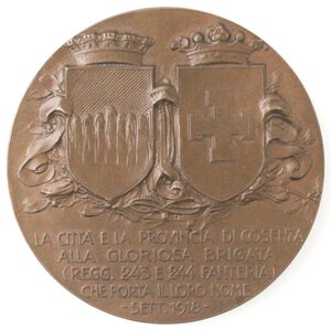 obverse: Medaglie. Cosenza. Medaglia 1918. Ae. Commemorativa del 243 e 244 Reggimento Cosenza. 