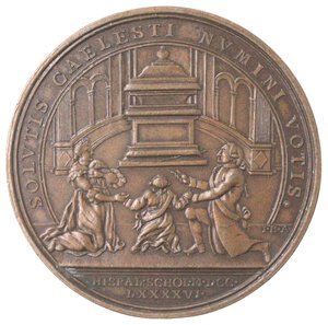 reverse: Medaglie. Spagna. Carlo IV. Medaglia 1796. Per il voto della famiglia reale a San Fernando. Ae. 
