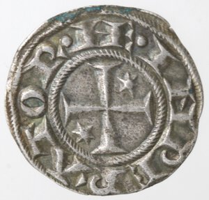 obverse: Brindisi. Enrico VI e Costanza d Altavilla. 1194-1197. Denaro. Mi. 