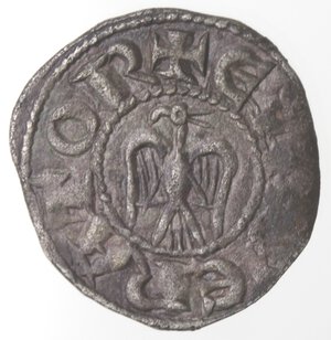 obverse: Messina. Enrico VI. 1194-1197. Denaro con il figlio Federico. MI. 