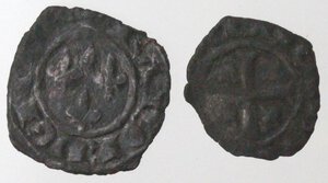 reverse: Messina o Brindisi. Carlo I d Angiò. 1266-1282. Lotto di 2 monete. Denaro. Mi. 