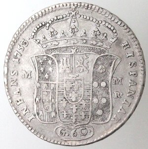 reverse: Napoli. Carlo di Borbone. 1734-1759. Mezza Piastra 1753. Ag.