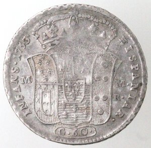reverse: Napoli. Carlo di Borbone. 1734-1759. Mezza Piastra 1753. Ag. 