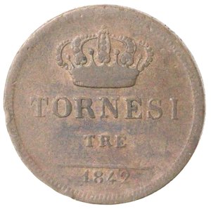 reverse: Napoli. Ferdinando II. 1830-1859. 3 Tornesi 1842. Ae. 