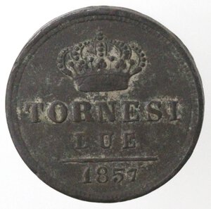 reverse: Napoli. Ferdinando II. 1830-1859. 2 Tornesi 1857. Ae. 