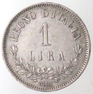 reverse: Vittorio Emanuele II. 1861-1878. Lira 1863 Milano Valore. Ag. 
