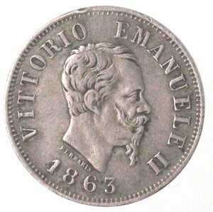 obverse: Vittorio Emanuele II. 1861-1878. 50 Centesimi 1863 Milano. Valore. Ag. 