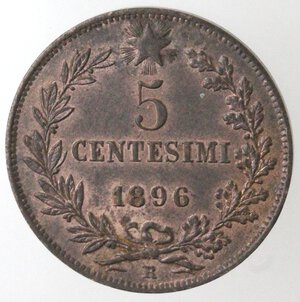 reverse: Umberto I. 1878-1900. 5 centesimi 1896. Ae. 