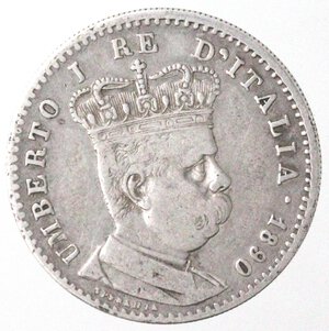 obverse: Umberto I. Eritrea. 1878-1900. Lira 1890. Ag.