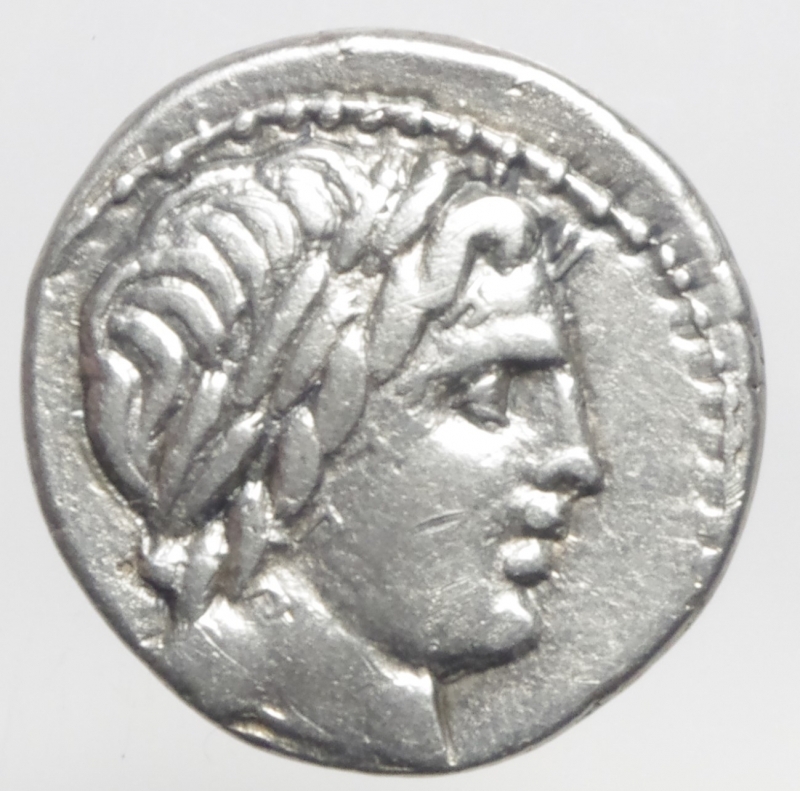 obverse: Repubblica Romana. 86 a.C. Denario Anonimo. Ag. D/ Testa di Apollo Vejovis a destra sotto una folgore. R/ Giove su quadriga verso destra. CR.350A/2. Peso 3,77 gr. Diametro 20,00 mm. BB