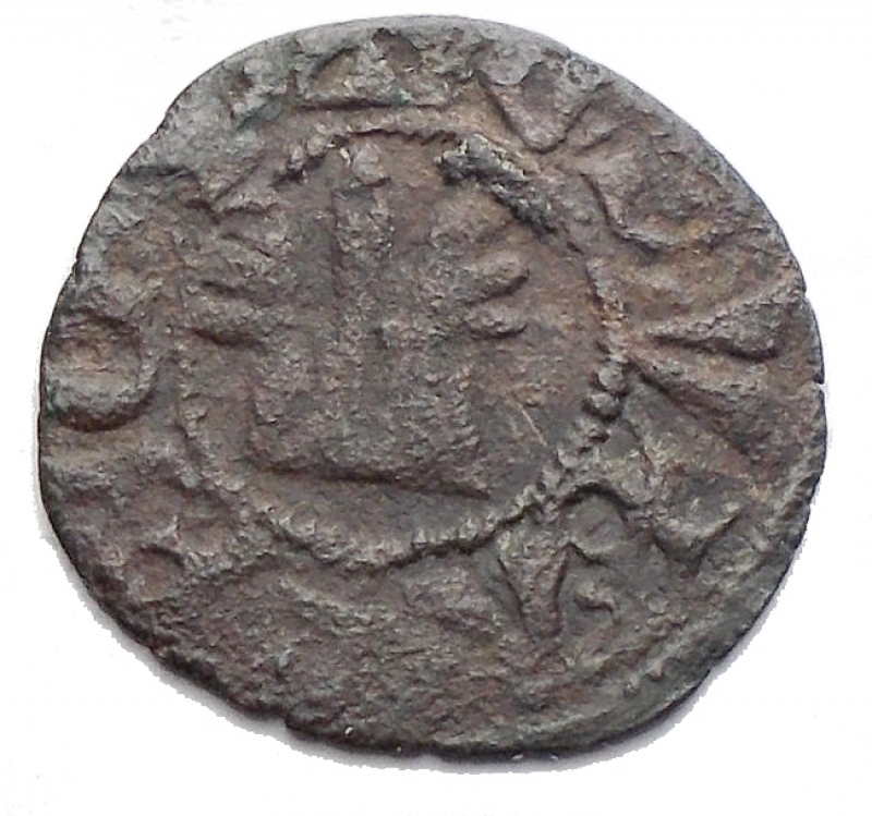 reverse: Oriente Latino - Athens. Crusader coins.Guillaume de la Roche (1280-1287).Obol, perhaps minted during the Minority of Gui II.D/ G.DVX.ATENES. Large fleud-de-lis.R/ THEBE CIVIS. Genoese gateway, pellet in center.Malloy 82. Schl. XIII, 32. De Saulcy Tav. XVII, 14.MI.g. 0.48mm. 14.00RRR.VF+.
