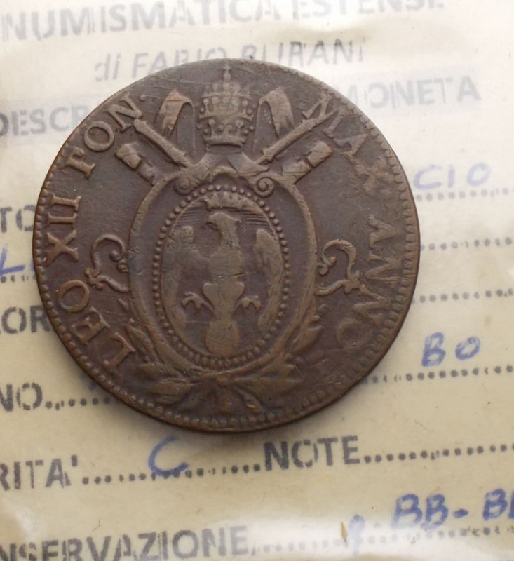 reverse: Zecche Italiane - Bologna. Leone XII. Mezzo baiocco 1824