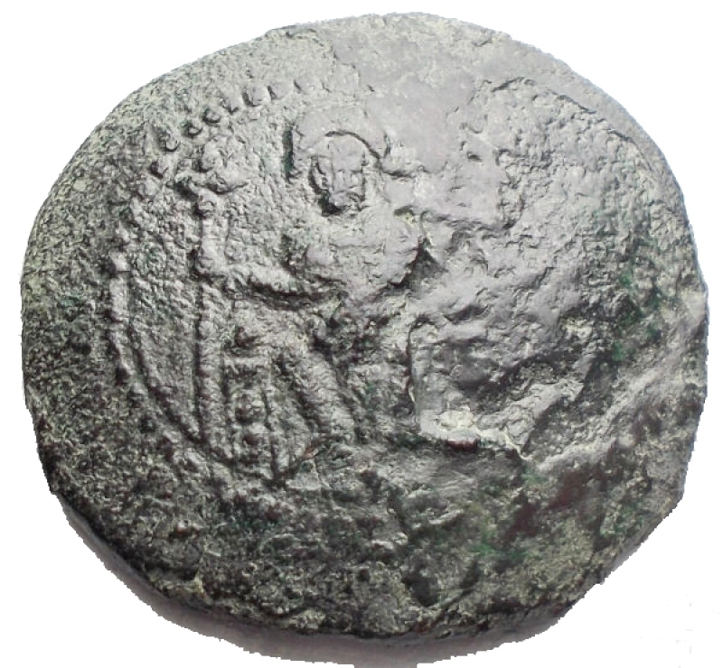 reverse: Zecche Italiane.Messina.Ruggero II (1105-1154).Doppio follaro.AE. gr 6,48. mm 24,2 x 23,2. BB+/qBB.R.