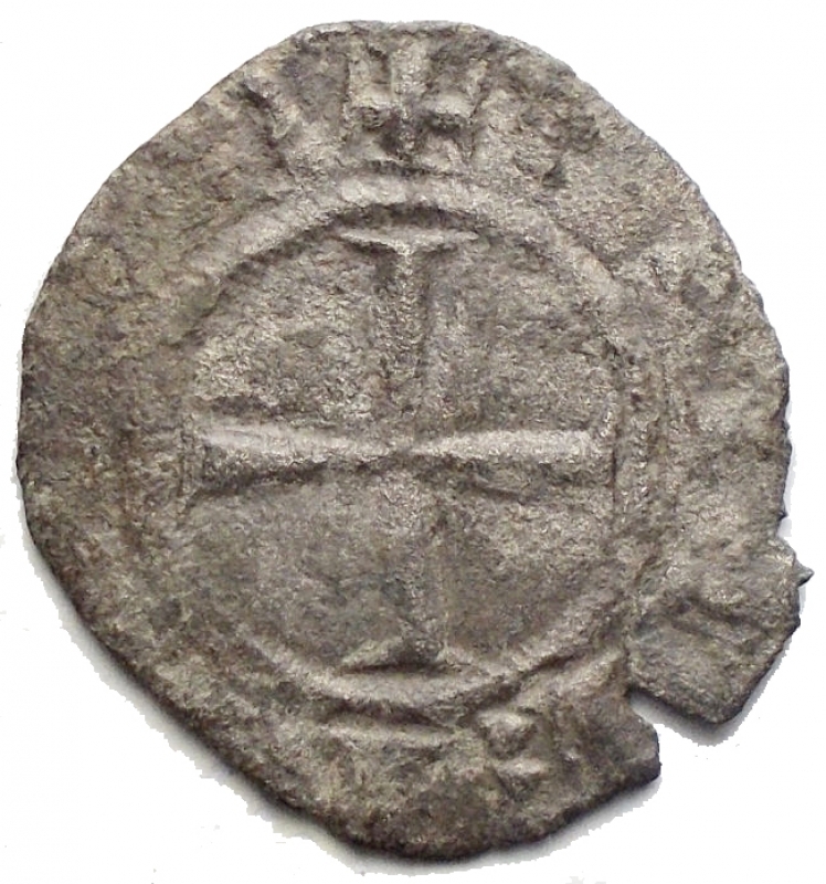 reverse: Zecche Italiane - Messina. Federico II (1197-1250) Denaro del 1221.D/ Croce. R/ Aquila. Sp.107. MI. 0,71 gr.BB+