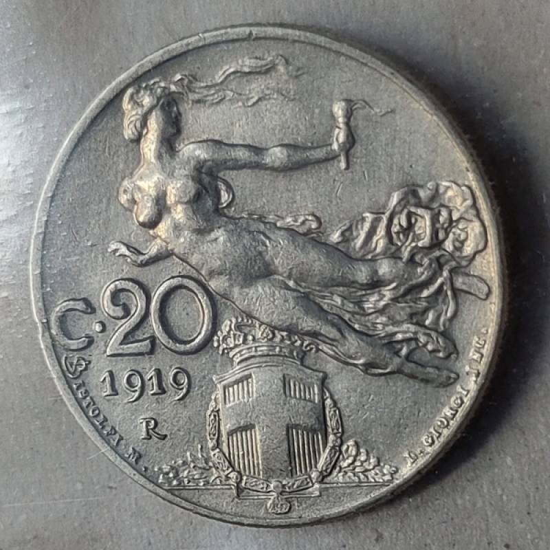reverse: Casa Savoia. Vittorio Emanuele III. 20 centesimi 1919 Libert librata. FDC/qFDC.