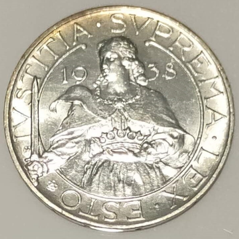 reverse: San Marino. Vecchia Monetazione. 1864-1938. 10 lire 1938. Ag. R.Fondi lucenti. Insignificanti segnetti. FDC. rif10