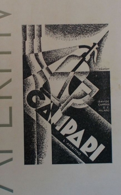 reverse: Varie - Locandina Pubblicitaria su Cartone con impressa Stampa Xilografica Pubblicita  del Cordial Campari 1926-1927 Fortunato Depero cm 30,5 x 17 Classificato e Certificato
