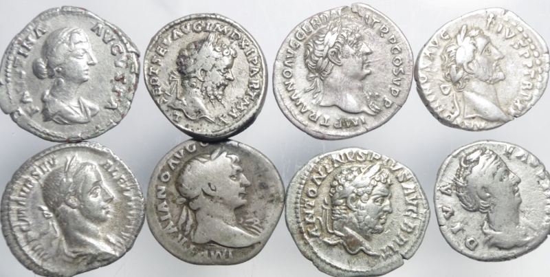 obverse: Lotti.Impero Romano.Lotto di 8 denari imperiali da Traiano a Alessandro Severo, mediamente BB\BB+