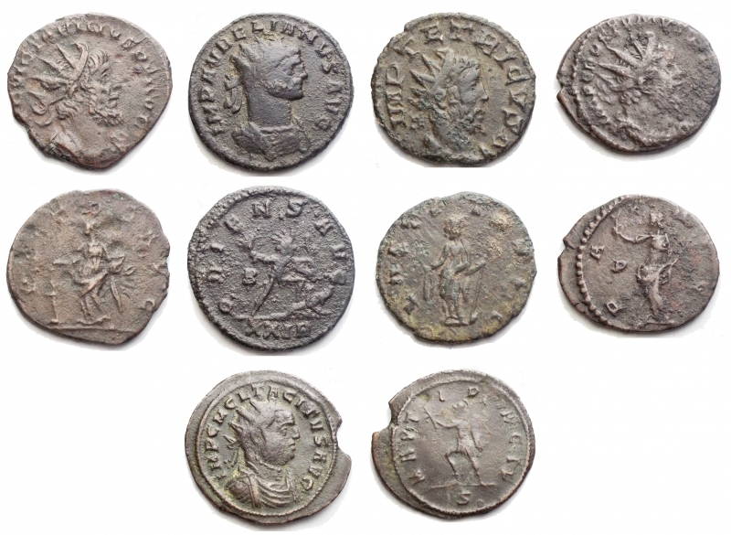 obverse: Lotti - Impero Romano. Insieme di 5 Antoniniani. Tacito, Postumo, Aureliano, Vittorino, Tetrico
