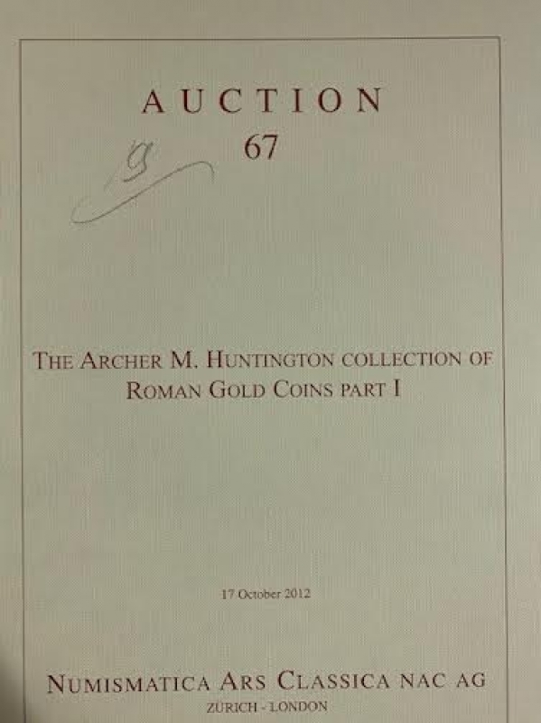 obverse: Cataloghi d Asta.NAC. Asta 67.17 Ottobre 2012.The Archer M. Huntington collection of Roman Gold Coins Part I.Ottime condizioni.