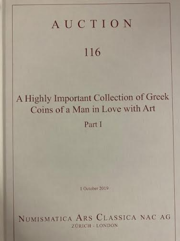 obverse: Cataloghi d Asta.NAC. Asta 116. 1 Ottobre 2019.A highly important collection of Greek Coins of a man in Love whit Art Part I .Ottime condizioni.