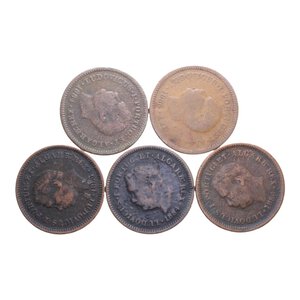 obverse: INDIA PORTOGHESE LUDOVICUS I 1/8 TANGA 1884-1886 CU LOTTO 5 MONETE VARIE CONSERVAZIONI