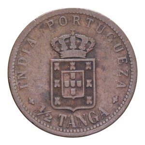 reverse: INDIA PORTOGHESE CARLOS I 1/2 TANGA 1901 CU 11,91 GR. qBB