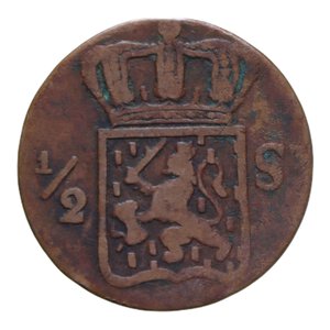 reverse: INDIE OLANDESI SUMATRA 1/2 STUIVER 1826 CU 4,83 GR. qBB