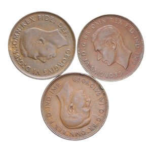 obverse: AUSTRALIA GIORGIO VI 1/2 PENNY 1938-1942-1949 CU LOTTO 3 MONETE VARIE CONSERVAZIONI