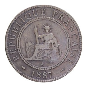 obverse: INDOCINA FRANCESE 1 CENT. 1887 A CU 9,83 GR. BB
