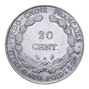 reverse: INDOCINA FRANCESE 20 CENT. 1930 AG. 5,41 GR. qSPL
