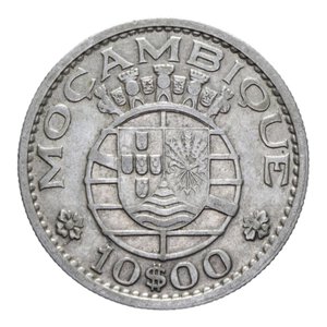 reverse: MOZAMBICO PORTOGHESE 10 ESCUDOS 1954 AG. 4,90 GR. BB+