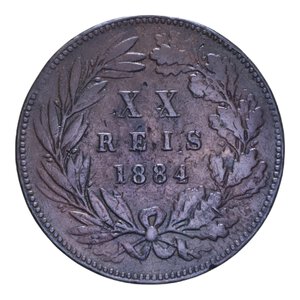 reverse: PORTOGALLO LUIZ I 20 REIS 1884 CU 11,11 GR. qBB