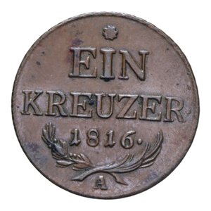 reverse: AUSTRIA 1 KREUZER 1816 A CU 8,95 GR. SPL+