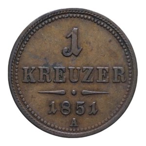 reverse: AUSTRIA 1 KREUZER 1851 A CU 4,96 GR. BB+
