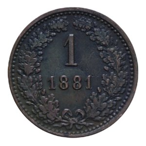 reverse: AUSTRIA 1 KREUZER 1881 CU 3,29 GR. BB+