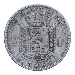reverse: BELGIO LEOPOLDO II 2 FRANCHI 1866 AG. 9,73 GR. qBB
