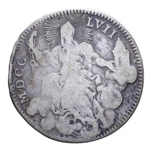 reverse: ROMA BENEDETTO XIV (1740-1758) DOPPIO GIULIO 1757 AG. 4,94 GR. MB-BB