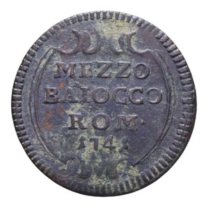 reverse: ROMA BENEDETTO XIV (1740-1758) MEZZO BAIOCCO 1741 AN. I CU 5,28 GR. qBB