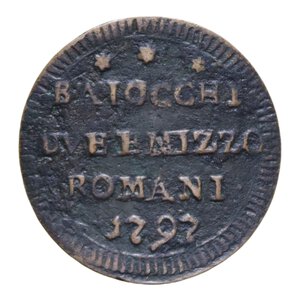 reverse: ROMA PIO VI (1775-1799) 2 1/2 BAIOCCHI 1797 SAMPIETRINO CU 10,88 GR. BB