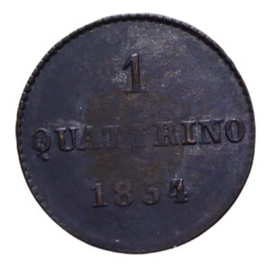 reverse: GRANDUCATO TOSCANA LEOPOLDO II (1824-1859) 1 QUATTRINO 1854 FIRENZE MI 0,81 GR. SPL (CON CARTELLINO D EPOCA)