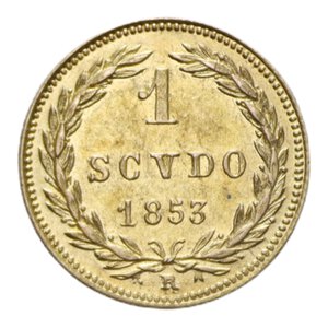 reverse: STATO PONTIFICIO PIO IX (1846-1870) 1 SCUDO STRETTO 1853 A. VIII ROMA AU 1,73 GR. SPL