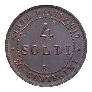 reverse: STATO PONTIFICIO PIO IX (1846-1870) 4 SOLDI 1866 AN. XXI CU 19,97 GR. FDC