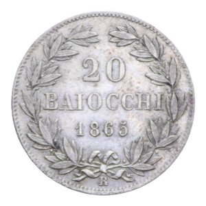 reverse: STATO PONTIFICIO PIO IX (1846-1870) 20 BAIOCCHI 1865 ROMA AN. XIX AG. 5,35 GR. qSPL