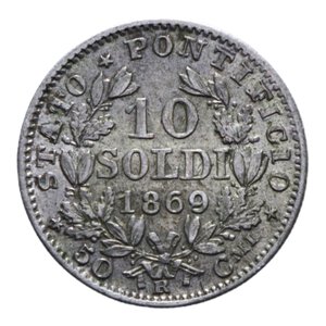 reverse: STATO PONTIFICIO PIO IX (1846-1870) 10 SOLDI 1869 AN. XXIII AG. 2,49 GR. SPL