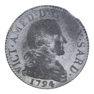 obverse: VITTORIO AMEDEO III (1773-1796) 20 SOLDI 1794 MI 5,16 GR. qBB