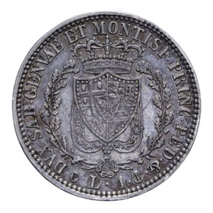 reverse: CARLO FELICE (1821-1831) 1 LIRA 1828 GENOVA AG, 5 GR. BB-SPL